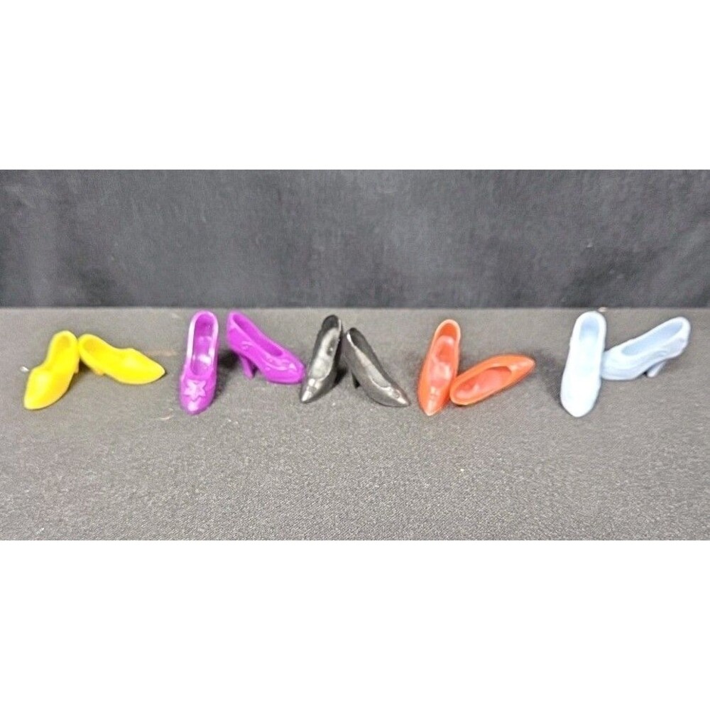 Barbie Doll Princess Party Shoe Lot Princess Flower Pumps Magenta Yellow Heels